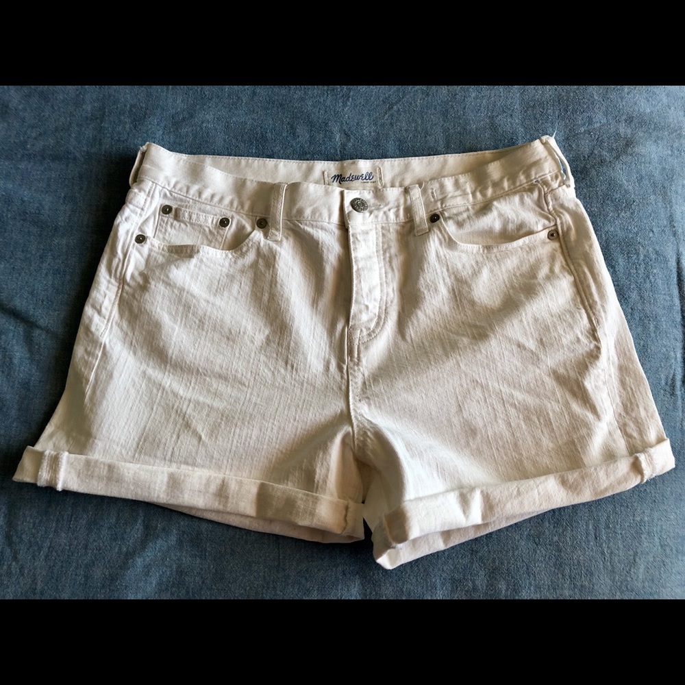 Madewell High Rise White Denim Shorts